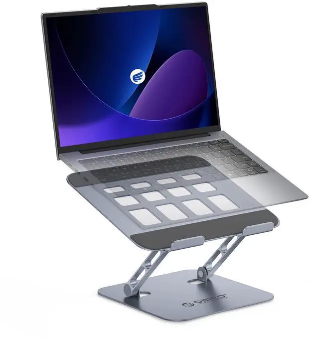 Main image of Ergonomic Laptop Stand for Desk, Height Adjustable Aluminum Laptop Stand Riser, Foldable Computer Holder for MacBook Neo, Air, Pro, Dell XPS, HP, Lenovo, Fits Devices up to 17" (ST11, Gray)