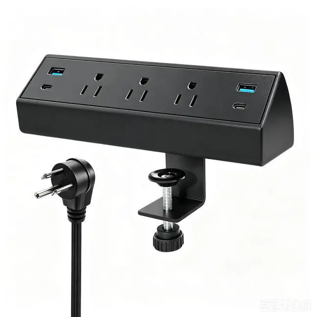 Main image of Clamp-Mount Desktop Power Strip with USB C 3 Outlets 40W Fast Charge ETL | Edge Mounted Desk Clamp Power Station 2 USB-A 2 USB-C Ports 6.56 FT Extension Cord Flat Plug for Home Office Dorm Gaming
