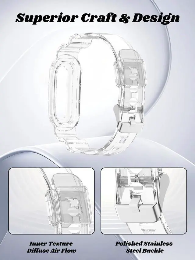 Alt view image 4 of 7 - Compatible with Google Fitbit Air Watch. Soft, durable, skin-friendly replacement band for all-day comfortable wear