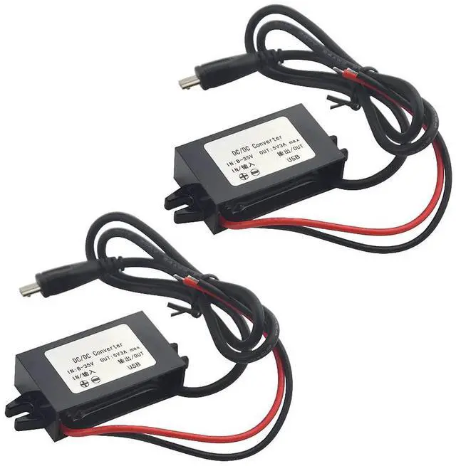 Main image of 2Pcs DC-DC Buck Converter Module 3A 12V 24V to 5V DC Power Converter with Micro USB Connector (USB Micro Interface)