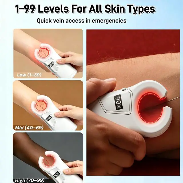 Alt view image 2 of 6 - Portable Vein Finder for IV Access Hand Held Vein Locator Device Type-C Charging Suitable for All Skin Tones, Nurses, Doctors and Home Use (White)