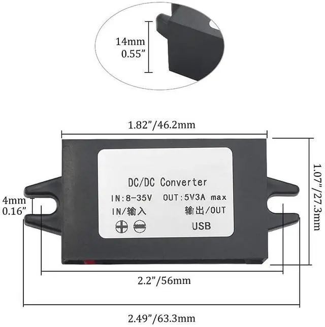 Alt view image 5 of 6 - 2Pcs DC-DC Buck Converter Module 3A 12V 24V to 5V DC Power Converter with Micro USB Connector (USB Micro Interface)