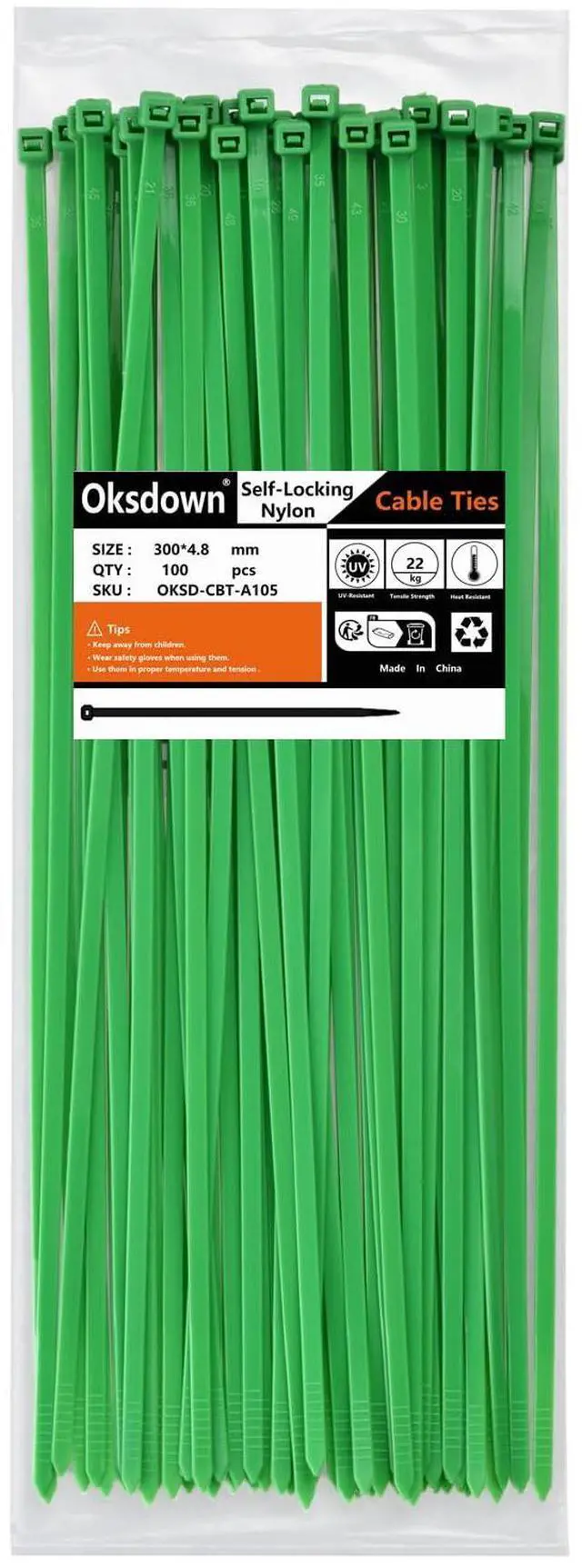 Main image of Green Garden Zip Ties 12 Inch 4.8MM 100 Pack Self Locking Nylon Cable Ties Plastic Wire Ties