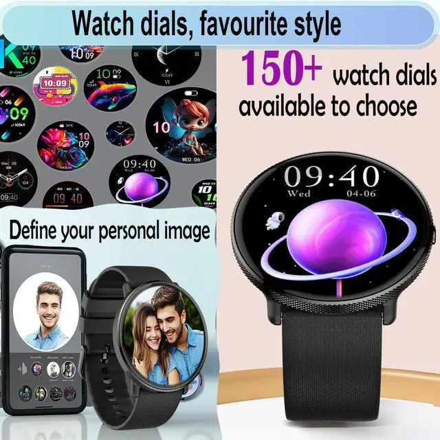 Alt view image 4 of 6 - 1.43" AMOLED SmartWatch for Men and Women, Black | Phone Call, IP68 Waterproof, Fitness Tracker