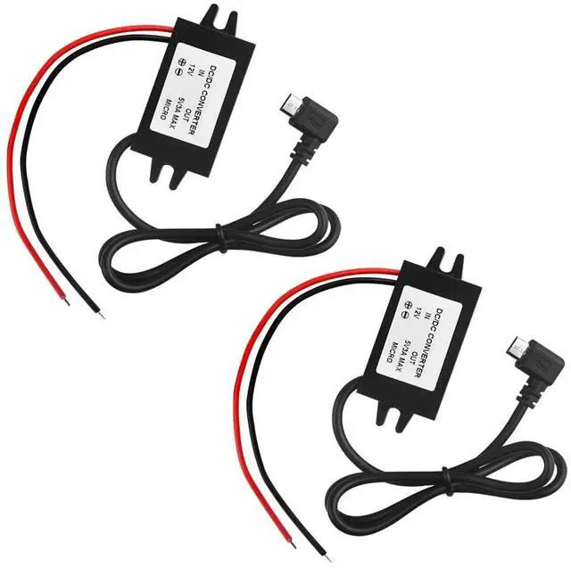 Main image of 2PCS DC-DC Buck Converter Module 3A 12V 24V to 5V DC Power Converter with Micro USB Connector (Right Angle USB Interface)