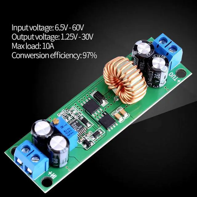 Alt view image 4 of 7 - Converter Module, DC-DC Buck Step Down Converter Adjustable Power Source Module 6.5V-60V to 1.25-30V 10A for Lithium or -Acid Battery