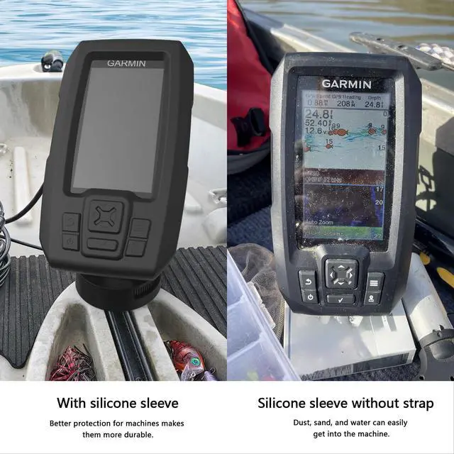 Alt view image 6 of 7 - Fish Finder Protective Silicone Skin Case Cover Compatible with Garmin Striker Plus 4 (010-01870-00) and Garmin Striker Vivid 4cv (010-02550-00) (Black)