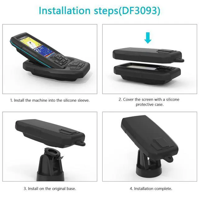 Alt view image 5 of 7 - Fish Finder Protective Silicone Skin Case Cover Compatible with Garmin Striker Plus 4 (010-01870-00) and Garmin Striker Vivid 4cv (010-02550-00) (Black)