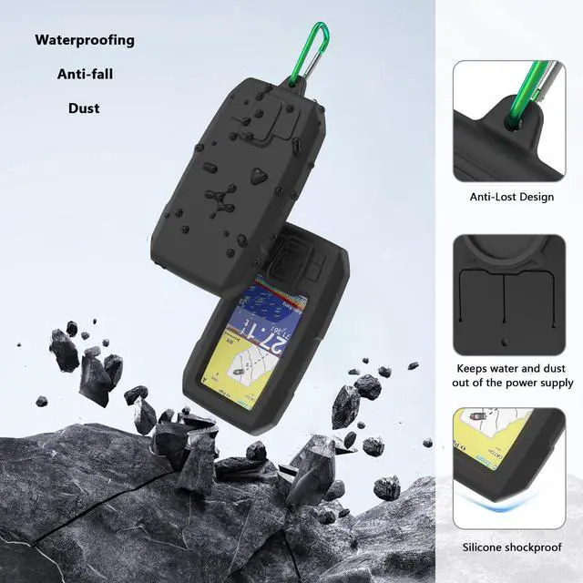 Alt view image 4 of 7 - Fish Finder Protective Silicone Skin Case Cover Compatible with Garmin Striker Plus 4 (010-01870-00) and Garmin Striker Vivid 4cv (010-02550-00) (Black)