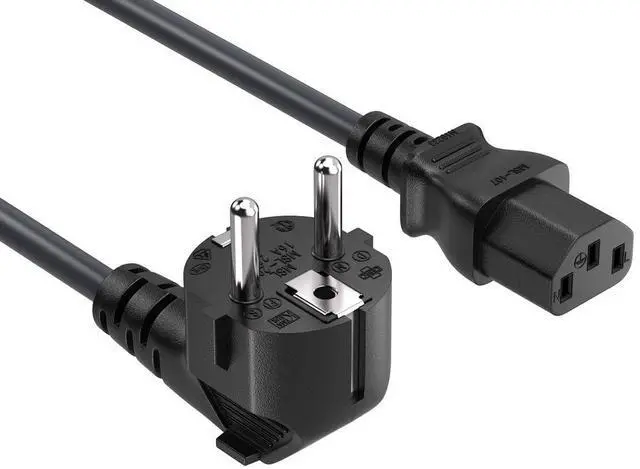 Main image of European Power Cord - 3 Prong Connector for Computers, TVs, Monitors, & More, (CEE 7/7 to IEC320 C13) (EU Europe)