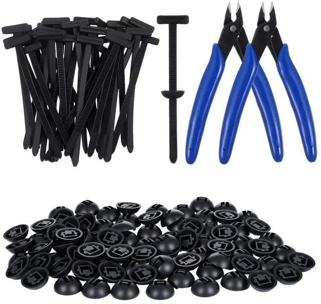 Main image of 400 Pcs Heavy-Duty Self-Locking Cable Tie Buckle Kit Includes 2 Flush Cutters & Pliers Tip Protectors for Car Repairs, Home, Office & Outdoor Organization