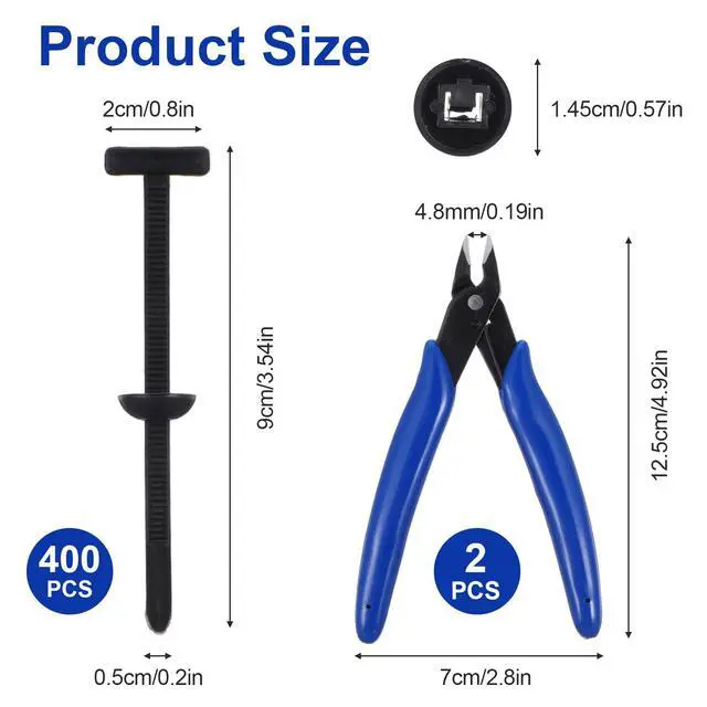 Alt view image 2 of 7 - 400 Pcs Heavy-Duty Self-Locking Cable Tie Buckle Kit Includes 2 Flush Cutters & Pliers Tip Protectors for Car Repairs, Home, Office & Outdoor Organization