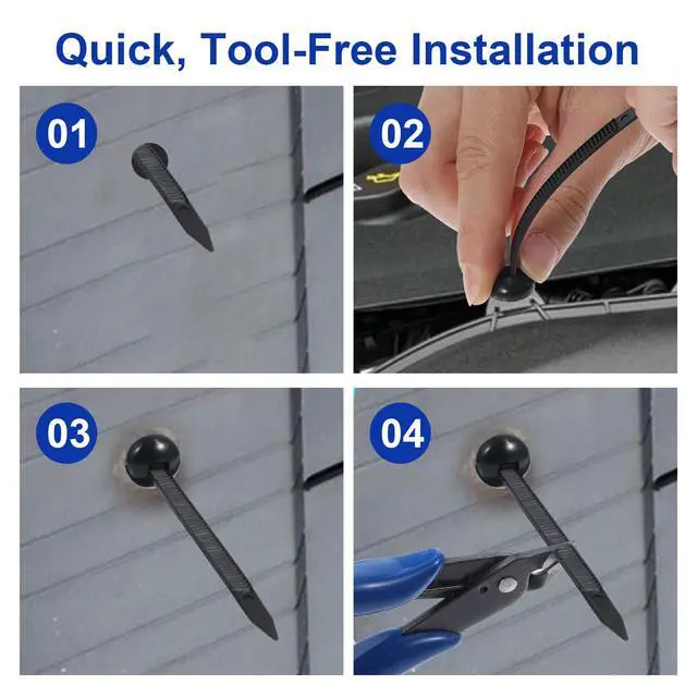 Alt view image 4 of 7 - 400 Pcs Heavy-Duty Self-Locking Cable Tie Buckle Kit Includes 2 Flush Cutters & Pliers Tip Protectors for Car Repairs, Home, Office & Outdoor Organization