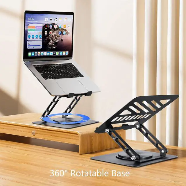 Alt view image 2 of 7 - Laptop Stand for Desk Adjustable Computer Stand 360° Rotating with Hollow Ventilation Board Large Weight Capacity Laptop Riser Adjustable Height Laptop Stand for All 10" - 17'' Laptops
