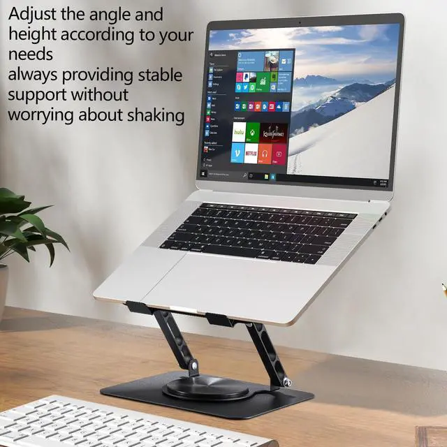 Alt view image 3 of 7 - Laptop Stand for Desk Adjustable Computer Stand 360° Rotating with Hollow Ventilation Board Large Weight Capacity Laptop Riser Adjustable Height Laptop Stand for All 10" - 17'' Laptops