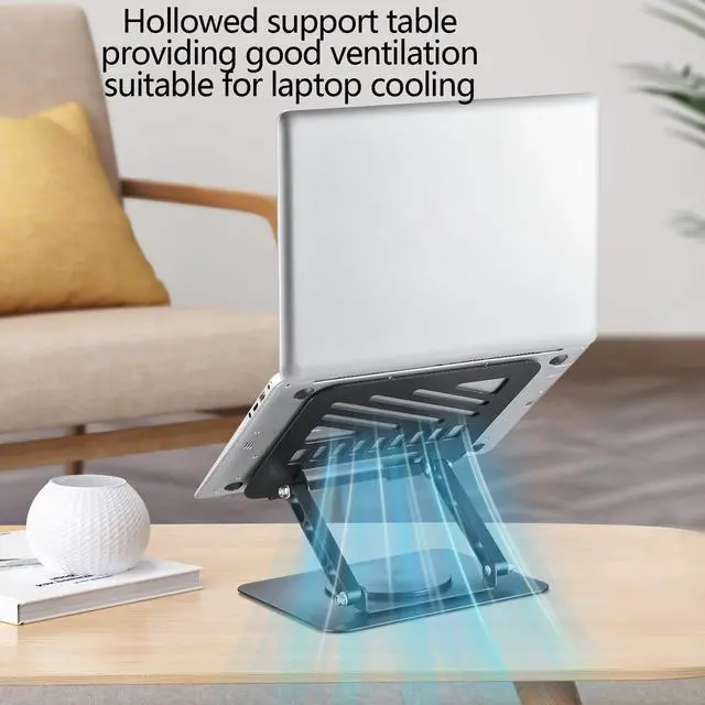 Alt view image 5 of 7 - Laptop Stand for Desk Adjustable Computer Stand 360° Rotating with Hollow Ventilation Board Large Weight Capacity Laptop Riser Adjustable Height Laptop Stand for All 10" - 17'' Laptops
