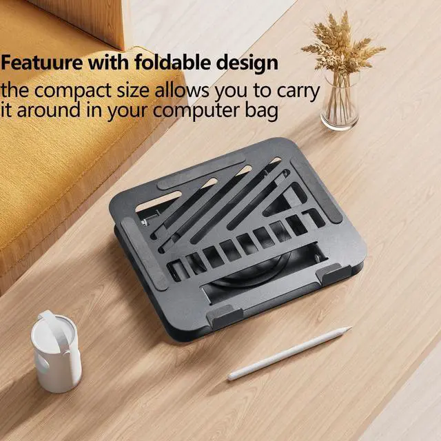 Alt view image 7 of 7 - Laptop Stand for Desk Adjustable Computer Stand 360° Rotating with Hollow Ventilation Board Large Weight Capacity Laptop Riser Adjustable Height Laptop Stand for All 10" - 17'' Laptops