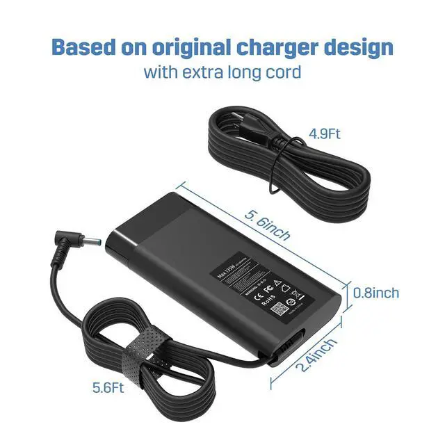 Alt view image 5 of 6 - 135W 19.5V 6.9A Laptop Charger Replacement for HP Spectre x360 15T-DF100 CTO, Pavilion Gaming 15-EC0751MS 15 17 EC0013DX L15534-001 TPN-DA11 TPN-CA13 OMEN Power Adapter Supply Cord