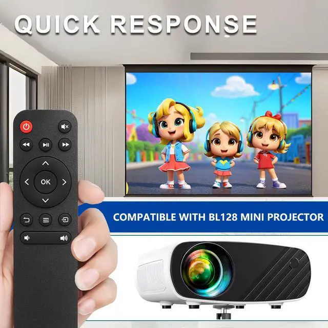 Alt view image 3 of 7 - Replacement Remote for Mini Projector,Compatible with ELEPHAS BL128 Portable Projector
