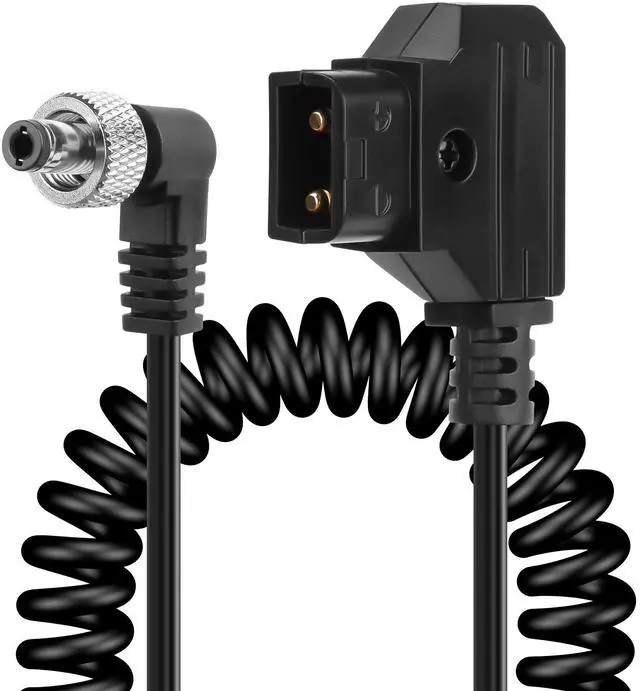 Main image of D-Tap to Locking Right Angled DC 12V Coiled Cable,Replacement Dtap to 12V DC5525 Barrel Jack Cable for Anton Bauer, KIPRO LCD, Black Magic Etc