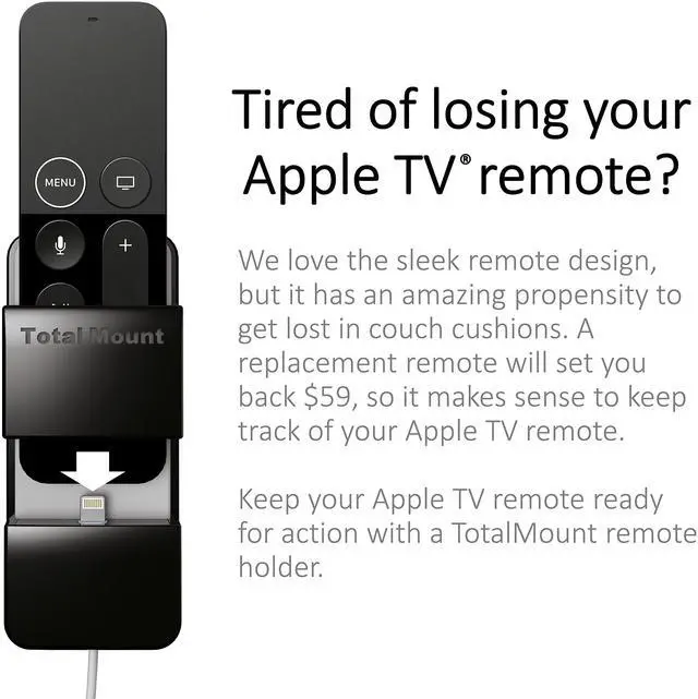 Alt view image 2 of 6 - Remote Holder for Apple TV (Safeguards Black Apple TV Remote Controls)