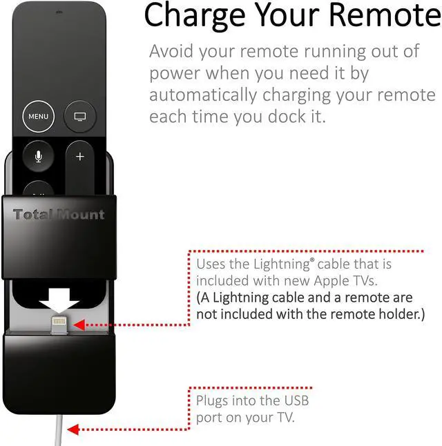 Alt view image 4 of 6 - Remote Holder for Apple TV (Safeguards Black Apple TV Remote Controls)