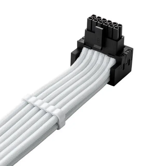 Alt view image 2 of 4 - E-Series Pro ModFlex Sleeved 12V-2x6 12VHPWR 90° StealthSense PCIe Cable for EVGA G/G+ / P/P+ / T (Variant B, White)