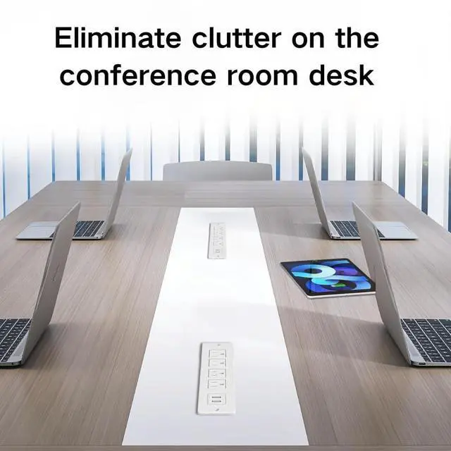 Alt view image 4 of 6 - Recessed Power Strip Flush Mount Charging Station with USB Plug Multiple Surge Protector Hidden Outlet Extender with Extension Cord for Home Office Furniture Nightstand Bed Conference Table (White)