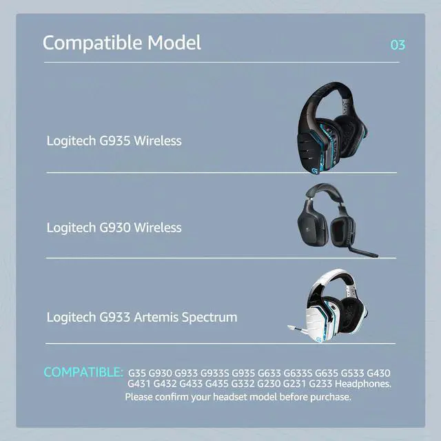 Alt view image 2 of 6 - Cooling Gel Replacement Ear Pads for Logitech G933 Gaming Headset, Also Fits G935 G930 G635 G633 G633S G533 G430 G431 G432 G433 Headphone, Earpad for G332 G230 G231 G233 Headset