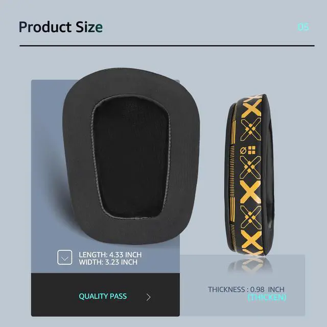 Alt view image 5 of 6 - Cooling Gel Replacement Ear Pads for Logitech G933 Gaming Headset, Also Fits G935 G930 G635 G633 G633S G533 G430 G431 G432 G433 Headphone, Earpad for G332 G230 G231 G233 Headset