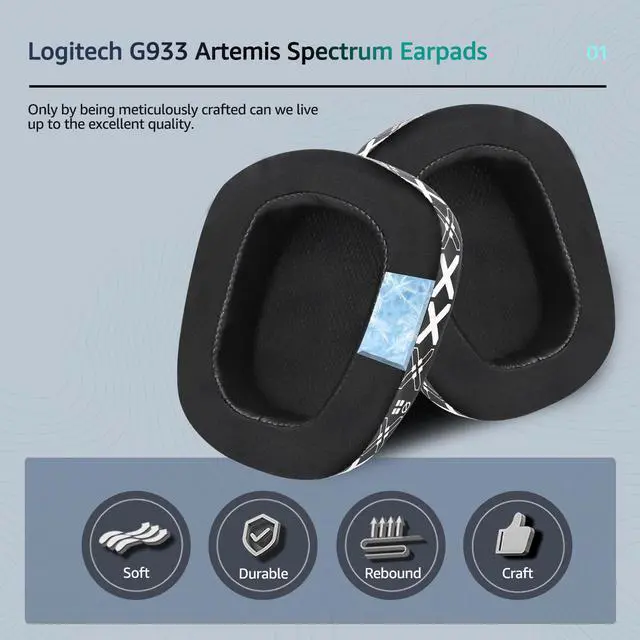 Alt view image 3 of 6 - Cooling Gel Replacement Ear Pads for Logitech G933 Gaming Headset, Also Fits G935 G930 G635 G633 G633S G533 G430 G431 G432 G433 Headphone, Earpad for G332 G230 G231 G233 Headset