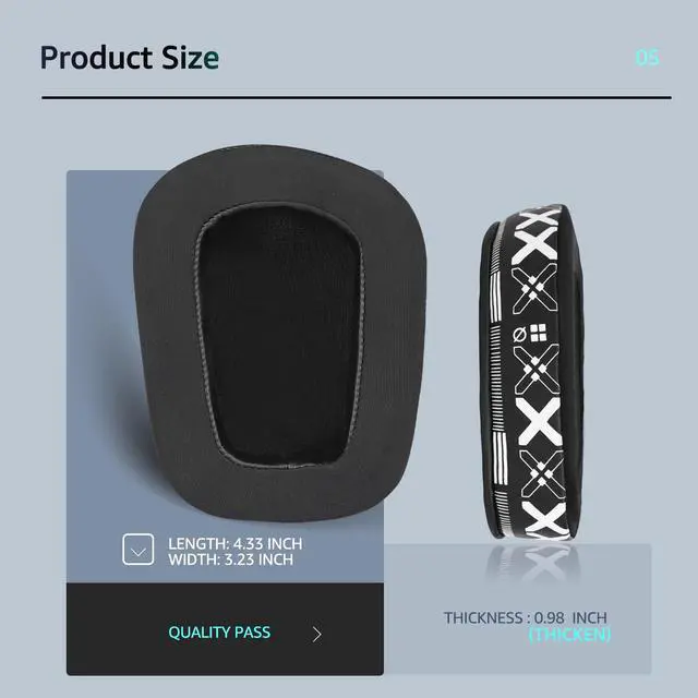 Alt view image 5 of 6 - Cooling Gel Replacement Ear Pads for Logitech G933 Gaming Headset, Also Fits G935 G930 G635 G633 G633S G533 G430 G431 G432 G433 Headphone, Earpad for G332 G230 G231 G233 Headset