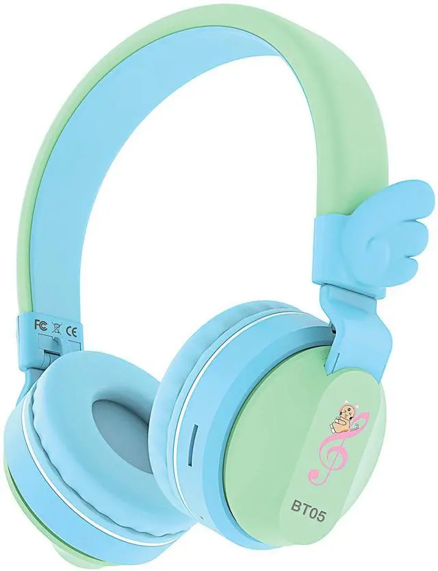 Main image of BT05 Bluetooth Kids Headphones Wireless Foldable Headset Over Ear with Volume Limited and Mic/TF Card Compatible for iPad/iPhone/Tablet (Green&Blue)