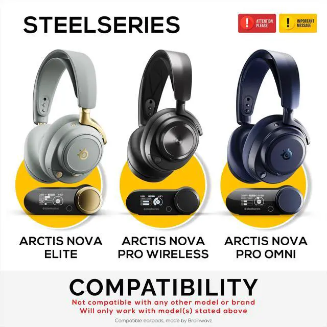 Alt view image 2 of 6 - Hybrid Ear Pads for Arctis Nova Pro, Elite and Pro Omni Wireless - with Thick Memory Foam, Cooling Gel & Breathable Mesh & Leather, Improved Comfort & Sound Isolation, Earpads by