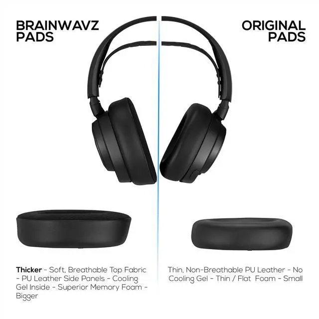 Alt view image 3 of 6 - Hybrid Ear Pads for Arctis Nova Pro, Elite and Pro Omni Wireless - with Thick Memory Foam, Cooling Gel & Breathable Mesh & Leather, Improved Comfort & Sound Isolation, Earpads by