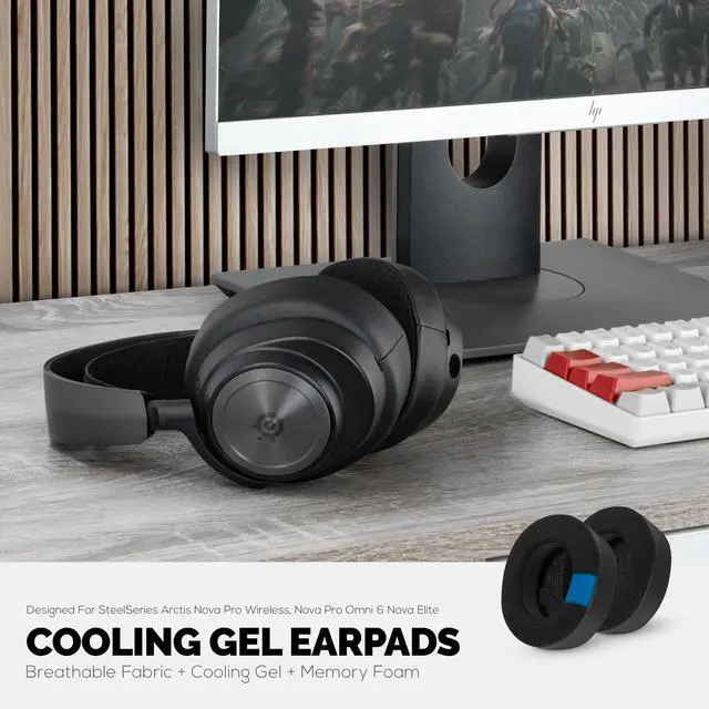 Alt view image 6 of 6 - Hybrid Ear Pads for Arctis Nova Pro, Elite and Pro Omni Wireless - with Thick Memory Foam, Cooling Gel & Breathable Mesh & Leather, Improved Comfort & Sound Isolation, Earpads by