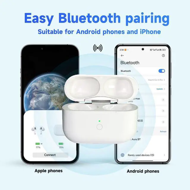 Alt view image 2 of 7 - Replacement for AirPods Pro 1 & 2 Charging Case,USB-L,Bluetooth Pairing