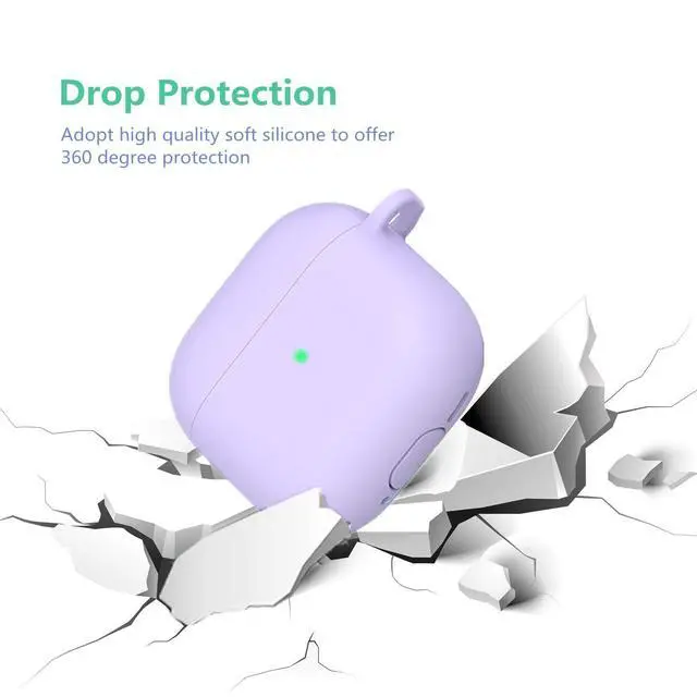 Alt view image 2 of 7 - Case for Airpods 4 Case with Cute Keychain, Silicone Shockproof Protective Cover Compatible with Airpods 4th Generation case Charging Headphone Case Cover for Women Girl (Purple)