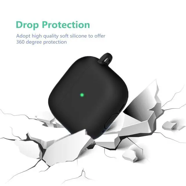 Alt view image 2 of 7 - Case for Airpods 4 Case with Cute Keychain, Silicone Shockproof Protective Cover Compatible with Airpods 4th Generation case Charging Headphone Case Cover for Women Girl (Black)