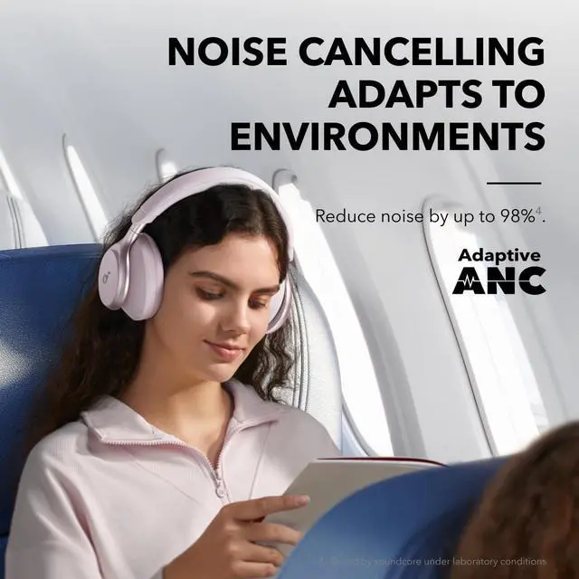 Alt view image 3 of 7 - by Anker Space One Active Noise Cancelling Headphones, with Headphones Case, 2X Stronger Voice Reduction, 40H ANC Playtime, App Control, LDAC Hi-Res Wireless Audio