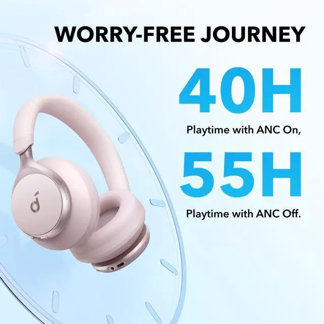 Alt view image 4 of 7 - by Anker Space One Active Noise Cancelling Headphones, with Headphones Case, 2X Stronger Voice Reduction, 40H ANC Playtime, App Control, LDAC Hi-Res Wireless Audio