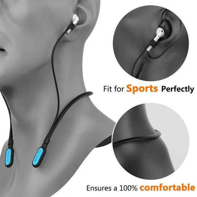Alt view image 5 of 6 - Compatible Silicone Earbuds Strap Wire Cable Connector | Earphone Sports Neckband Replacement for Airpods Pro 3/2/1 Pro/Airpods 4/3/2/1 (Light Blue)