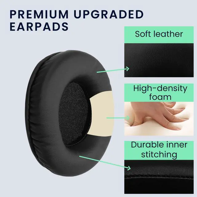 Alt view image 3 of 7 - Ear Pads Compatible with Pioneer HDJ 2000/1000/1500 Earpads - 2X Replacement for Headphones - Black