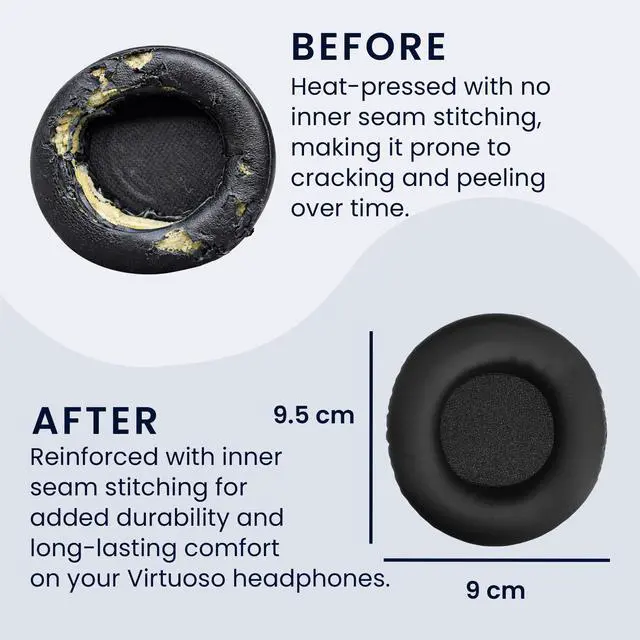 Alt view image 4 of 7 - Ear Pads Compatible with Pioneer HDJ 2000/1000/1500 Earpads - 2X Replacement for Headphones - Black