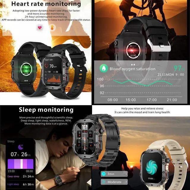 Alt view image 5 of 6 - Smart Watches for Men(Answer/Make Call), 1.96" HD Fitness Tracker Watch with Blood Pressure/Heart Rate Monitor, 3ATM Waterproof Fitness Watch for Men, Smart Watch for Android/iOS Phones (Brown)