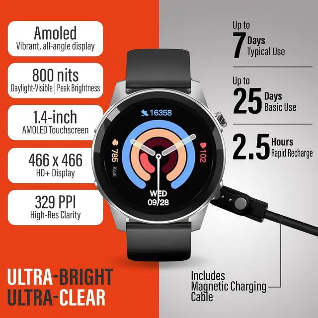 Alt view image 4 of 6 - Activ8 Smart Watch with Fitness Tracker - iOS & Android Smart Watch for Women and Men, AMOLED Display with Heart Rate & Sleep Monitor