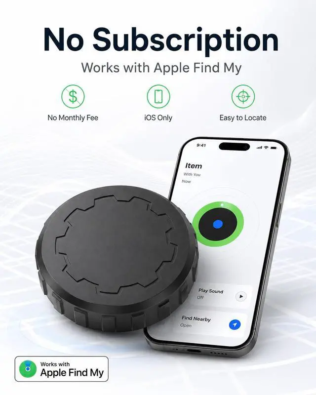 Alt view image 2 of 7 - Tag Tracker Device for Vehicles | No Subscription, Works with Apple Find My, Hidden Magnetic Car Tracker, Waterproof Mini Locator