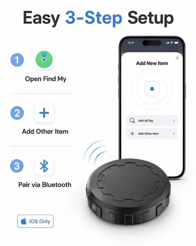 Alt view image 7 of 7 - Tag Tracker Device for Vehicles | No Subscription, Works with Apple Find My, Hidden Magnetic Car Tracker, Waterproof Mini Locator