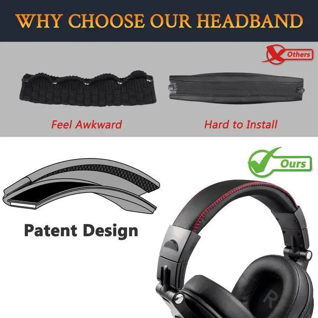 Alt view image 3 of 4 - Headband for Oneodio Pro-10/Pro-30/Pro-50/Studio Monitor & Mixing DJ/A71/A70/Studio Wireless C/Studio Pro-C Y80B Headphones, Replacement Headstrap Pad Repair Part - Black