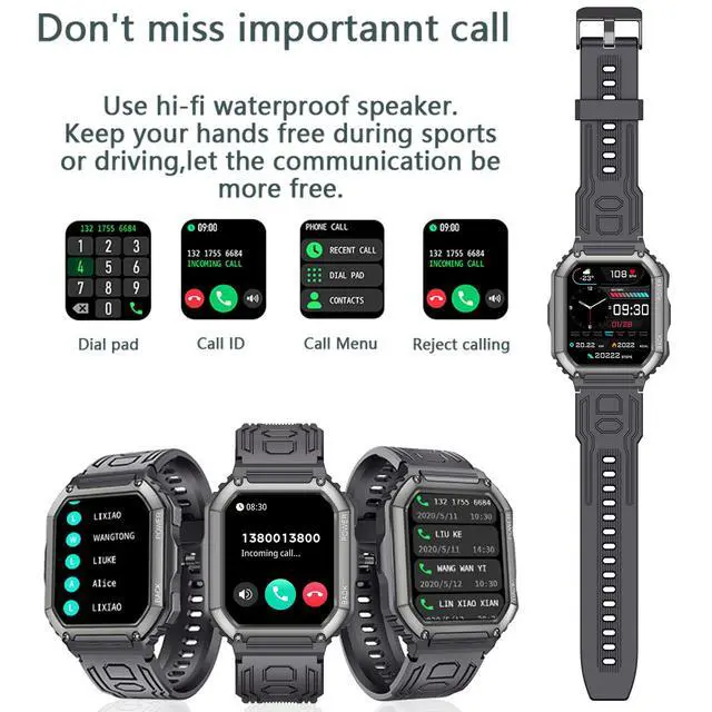 Alt view image 4 of 6 - Smart Watches for Men(Answer/Make Call), 1.8" HD Fitness Tracker Watch with Blood Pressure/Heart Rate Monitor, SpO2, 100+ Sports Fitness Smart Watch for Android/iOS Phones, 3 Watch Bands (Black)